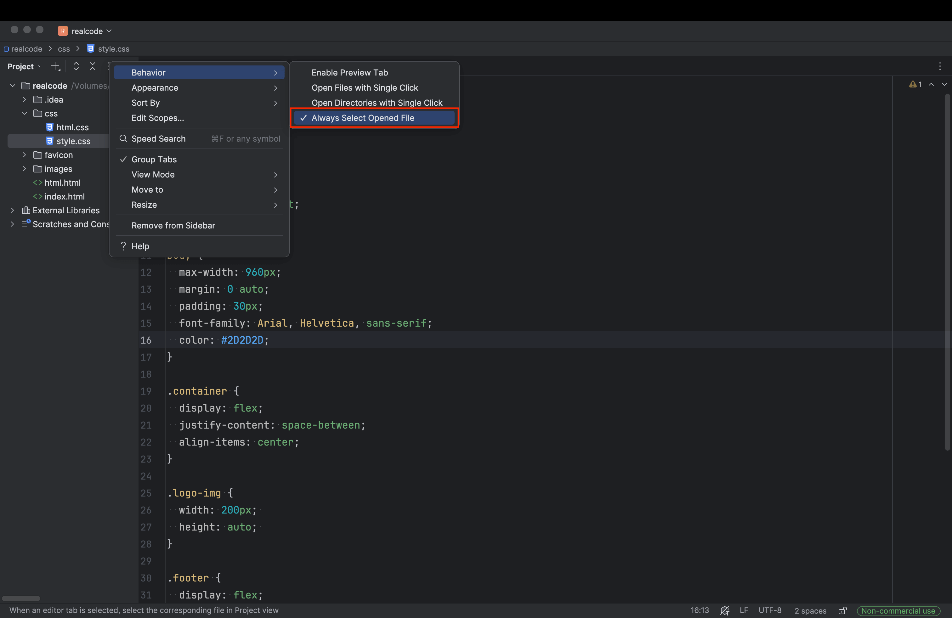 Always Select Opened File